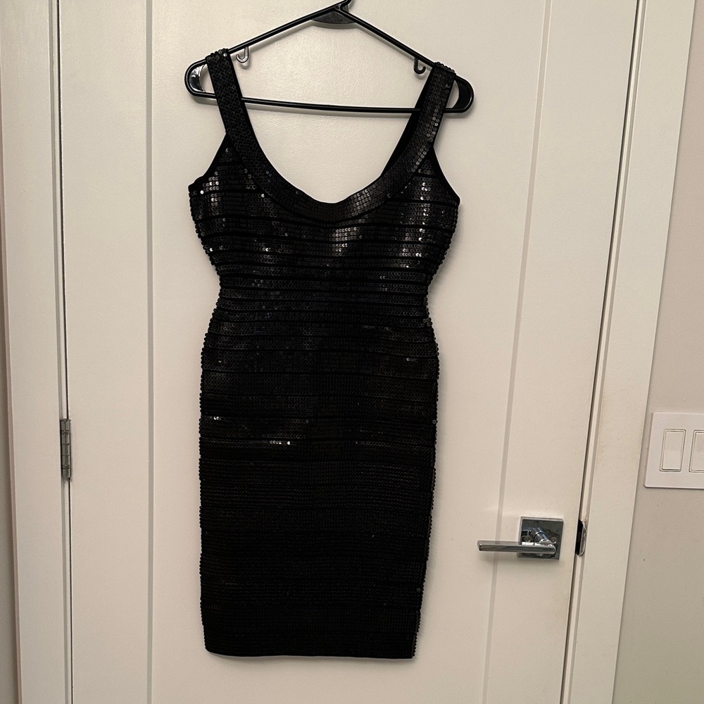 Herve Leger NWT Lilykate Black Sequin Mini Dress